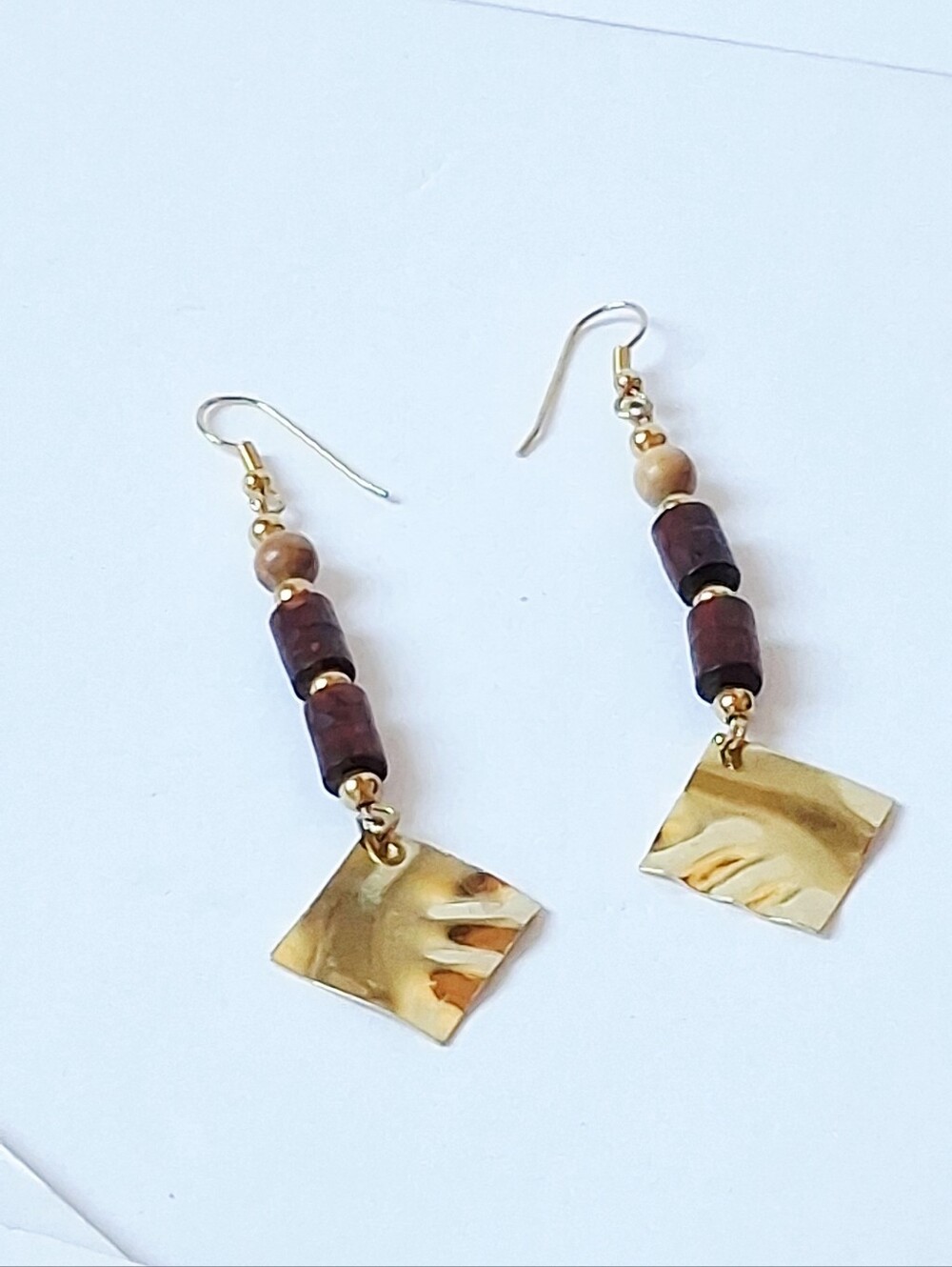 Boho Long Stacked Wooden Dangle Earrings